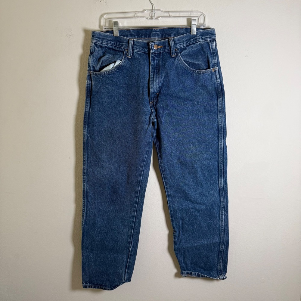 Wrangler Five Star Premium Denim Mens 34x29 Medium Wash Straight Leg Jeans Blue